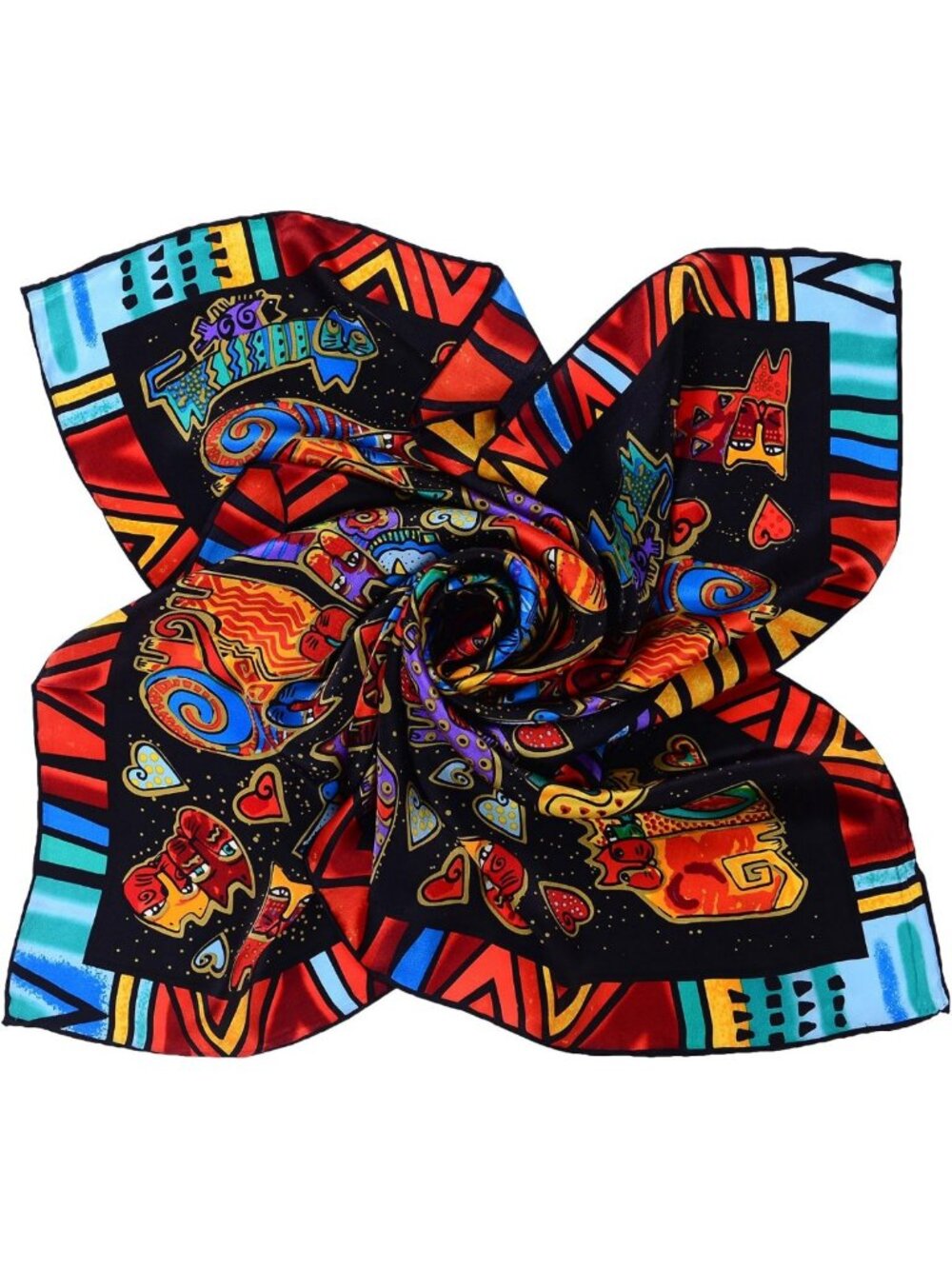 Silk Square Scarf with Van Gogh Art Print | Elegant Women's Fashion Accessory